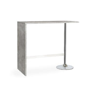 Rectangular concrete-colored peninsula with chromed leg 120x60xh.105 cm