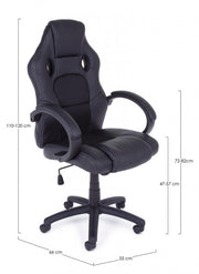Office armchair with black leatherette Racing bracelets