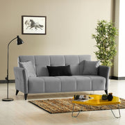 Levy 3 seater sofa in gray fabric with container and bed