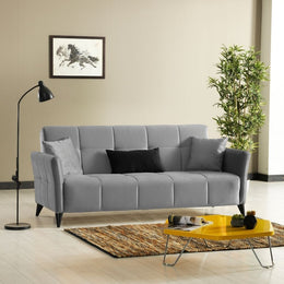 Levy 3 seater sofa in gray fabric with container and bed