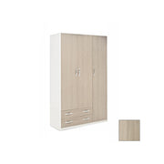 Wardrobe with 3 doors and 2 drawers White front box elm Cm 135x52xH 210