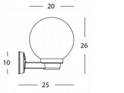 Sf wall lamp. Opal D.20 E27 black globe line