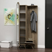 Walnut entrance with mirror door and Kerry drawer 80x35xh.180 cm