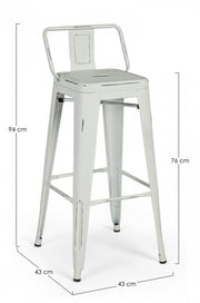 High bar stool in steel NEW JERSEY antique white 94h cm