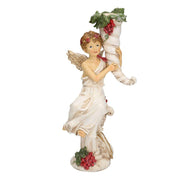 White resin angel with fruit 12.5x10h27 cm