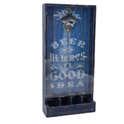 Rectangular blue wooden bottle opener cm19x38,5x7,5