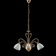 Ivory iron chandelier three lights Alabaster White glass lampshades 52x h45 cm