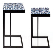 Set of 2 NEAPOLIS coffee tables in steel with mdf top decorated with print 62.5h 56h cm