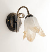 Gold Brown iron wall light one light Amber White glass shade 26x h20 cm