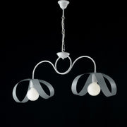 Modern suspension chandelier in iron White Gray two lights 82x h35 cm