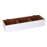 Rectangular white wooden tea box cm29x10h6