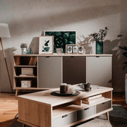 Epik 56 sideboard in anthracite gray oak with 3 doors and open compartment