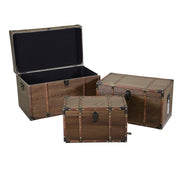 4 trunks in brown eco-leather wood