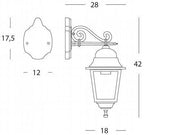 Medium bottom wall lamp E27 old black line