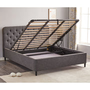 Dark Grey Idra Double Storage Bed with Buttoned Headboard L 170 x W 207.5 x H 114 cm