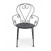 Garden chair with armrests in anthracite steel ETIENNE 49x49x h89 cm