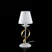 Table lamp in iron White shabby Gold lampshade White one light 13x h36 cm