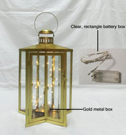 Gold star metal led lantern cm27,5x27,5h42-48