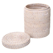 Round white algarve rattan box cmø20h24