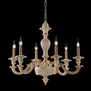 Chandelier in wood and ivory wood pulp and gold leaf 6 lights