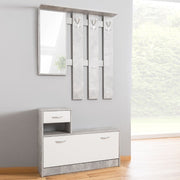 White and concrete entrance wardrobe 100x25xh.180 cm