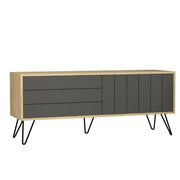 Picadilly TV Stand with Oak Structure and 2 Folding Anthracite Doors 57H x 139W x 36D cm