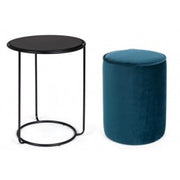 Round pouf set with blue table
