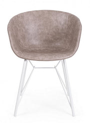 Warhol white beige faux leather vintage chair 59 x 54.5 x 80 cm
