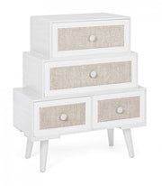 Living room chest of drawers in MDF with four drawers White MONTIEL 60x30,5x h70,5 cm