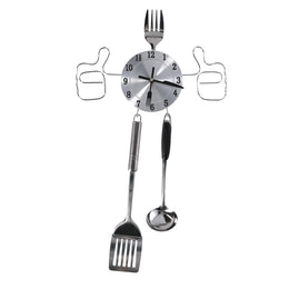 Silver cutlery metal clock cm58x33,5x4