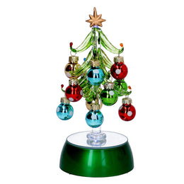 Green glass tree with spheres cm12x10h19