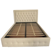 Champagne Buttonsquare Upholstered Double Storage Bed with Quilted Headboard