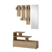 Oak hallway furniture with shoe rack and Vesty mirror 100x30xh.122 cm
