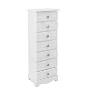 White wooden chest of 7 drawers Blanc cm 29 x 23 x89