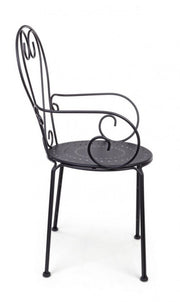 Garden chair with armrests in anthracite steel ETIENNE 49x49x h89 cm