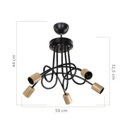 Sardala MDL3843 5-light ceiling lamp in woven metal