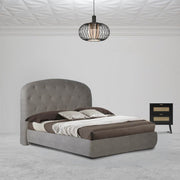 Contemporary Light Grey Upholstered Storage Bed with Rounded Headboard