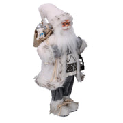 Fabric Santa Claus with gifts and gray lantern 24x12h45 cm