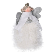 Fabric angel with white heart cm16x13h21