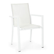Konnor white aluminum chair with armrests