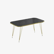 Rectangular coffee table in black marble with gold band and gold legs