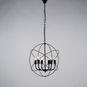Chandelier deco suspension in iron Black Gold six lights 51x h55 cm