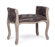 Dark single bench in design-style leather-effect fabric