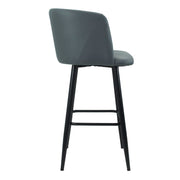 Gray Faux Leather Limin Stool with Matte Black Legs - 100cm x 54cm x 55cm