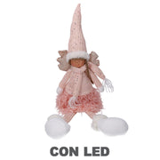 Pink fabric led angel cm15x12h65