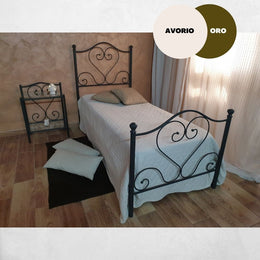 Single bed Poppy wrought iron ivory gold