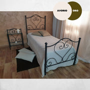 Single bed Papavero wrought iron ivory gold