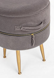 Set 2 Storage stool with velvet effect Pavlina Dark Gray