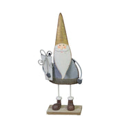 Metal Santa Claus with gray gold gift cm8x5h22