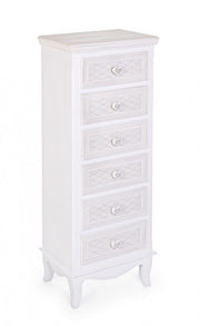 Classic chest of drawers in white wood 6 drawers Charlene